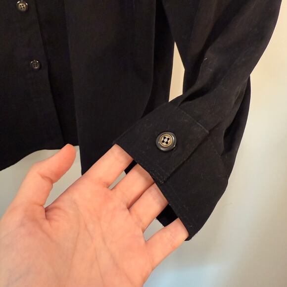 Talbots Woman Stretch Black Button Down Blouse 1X Plus Size Workwear - Picture 8 of 11